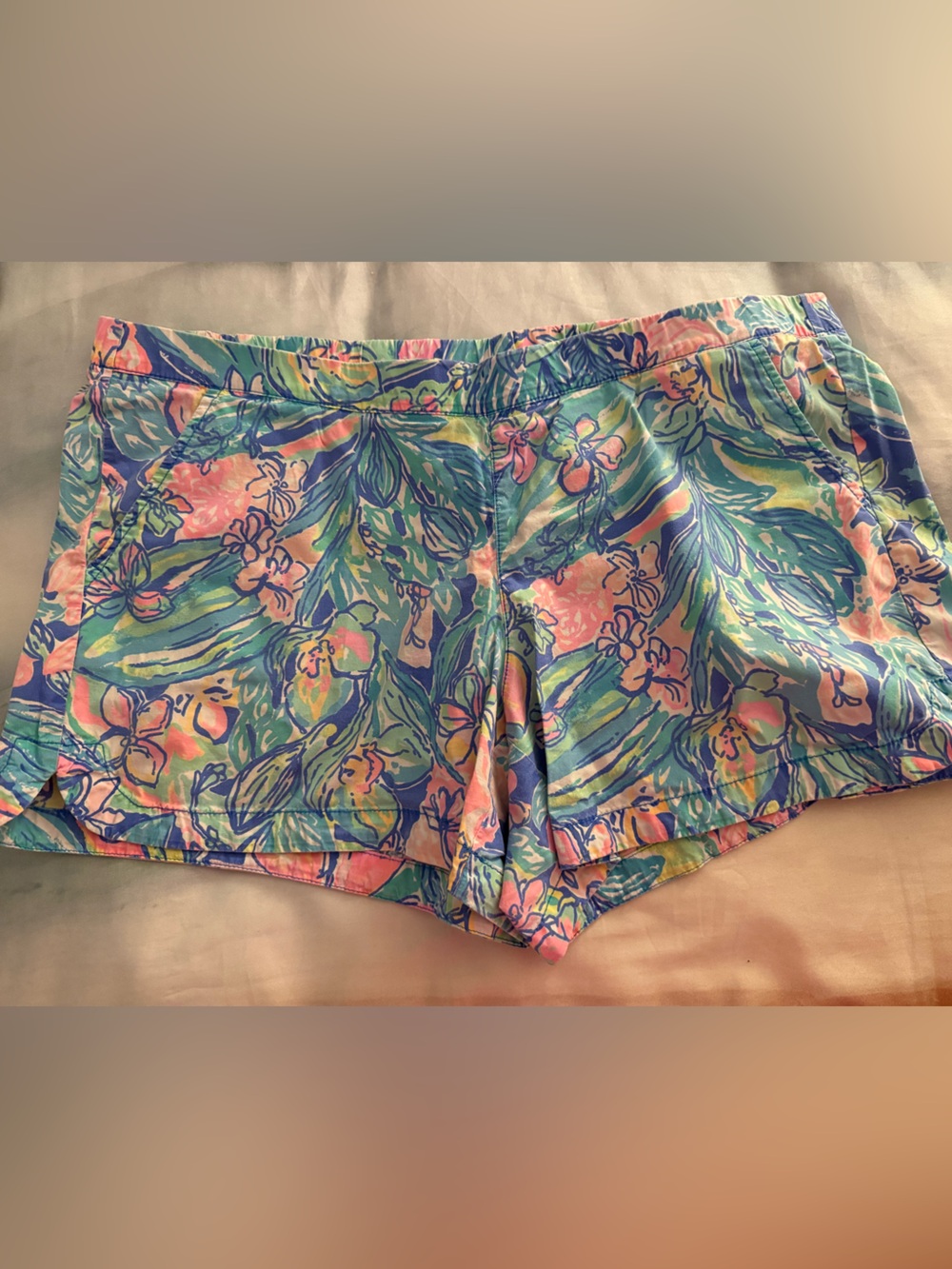 Lilly Pulitzer Tropical Floral Blue & Pink Athletic Shorts